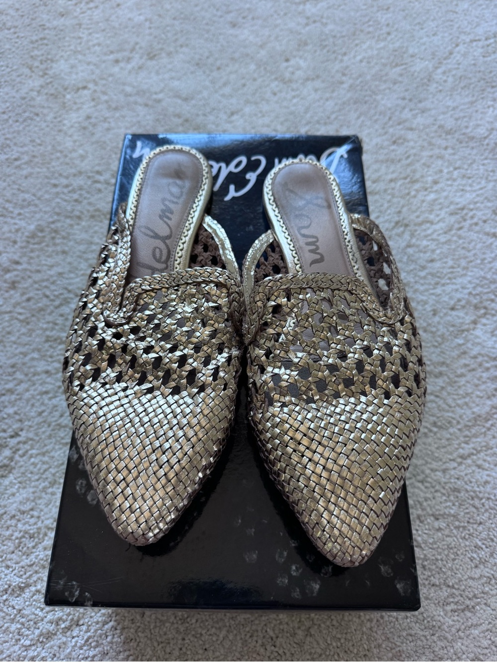 Sam Edelman Women's Metallic Woven Mules - Gold